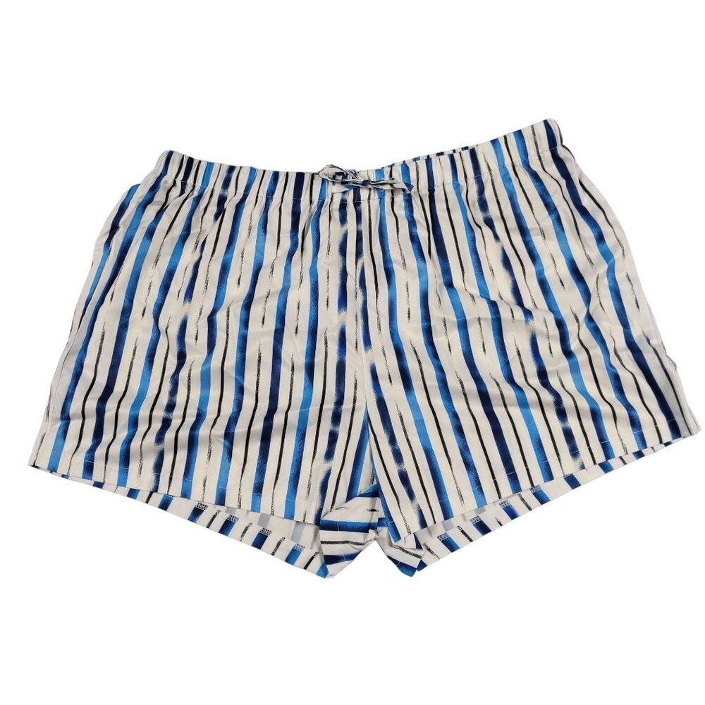 SHEIN Plus Size Womens Shorts High Rise Summer Blue White Striped Sz 4XL US 20